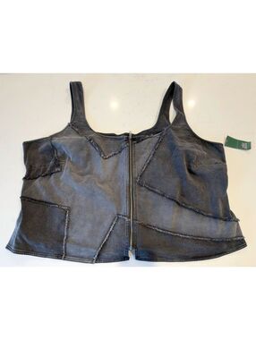 Wild Fable Black Wash Patchwork Denim Corset Zip Up Top Women Size 4X